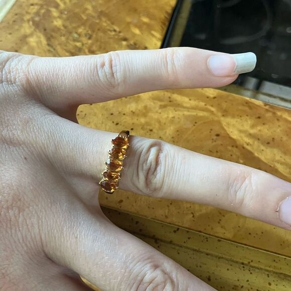 Natural Orange Garnet Sterling Silver Ring Size 8 - Picture 3 of 8